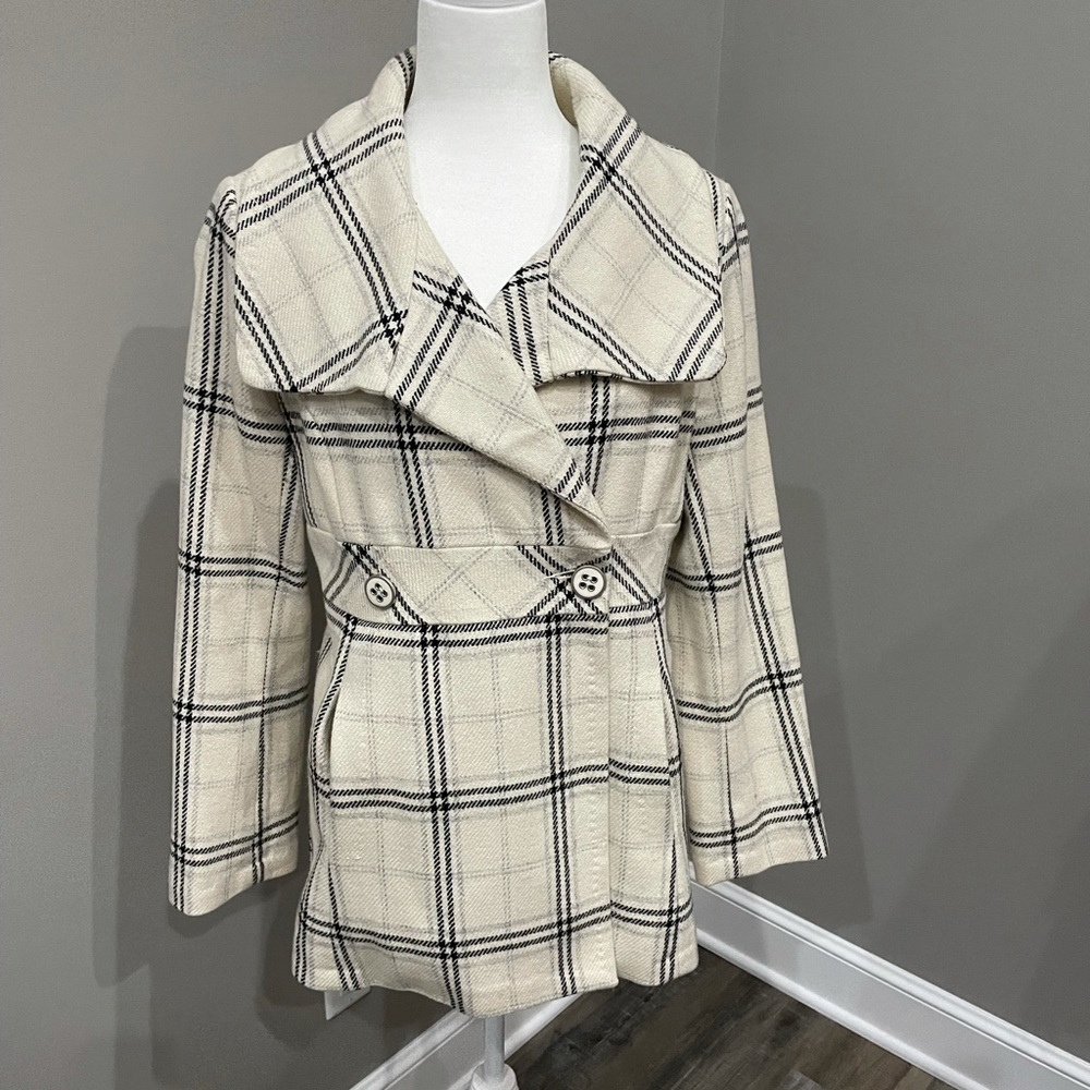 Calvin Klein Plaid Wool Coat